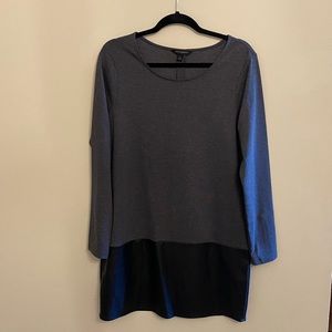Banana Republic Gray and Faux Leather Dress